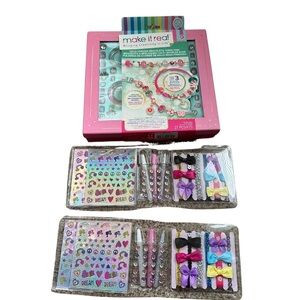 Make It Real HaloCharms Bracelet Think Pink Glitter Pen Stickers Ribbon And Bows